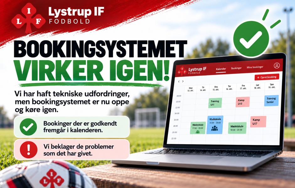 Bookingsystemet Virker Igen!