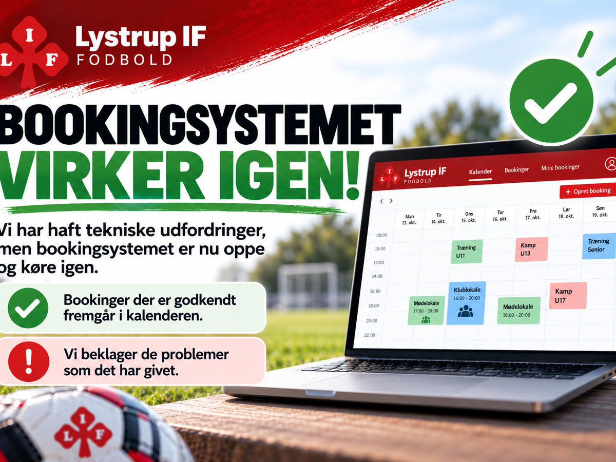 Bookingsystemet virker igen 